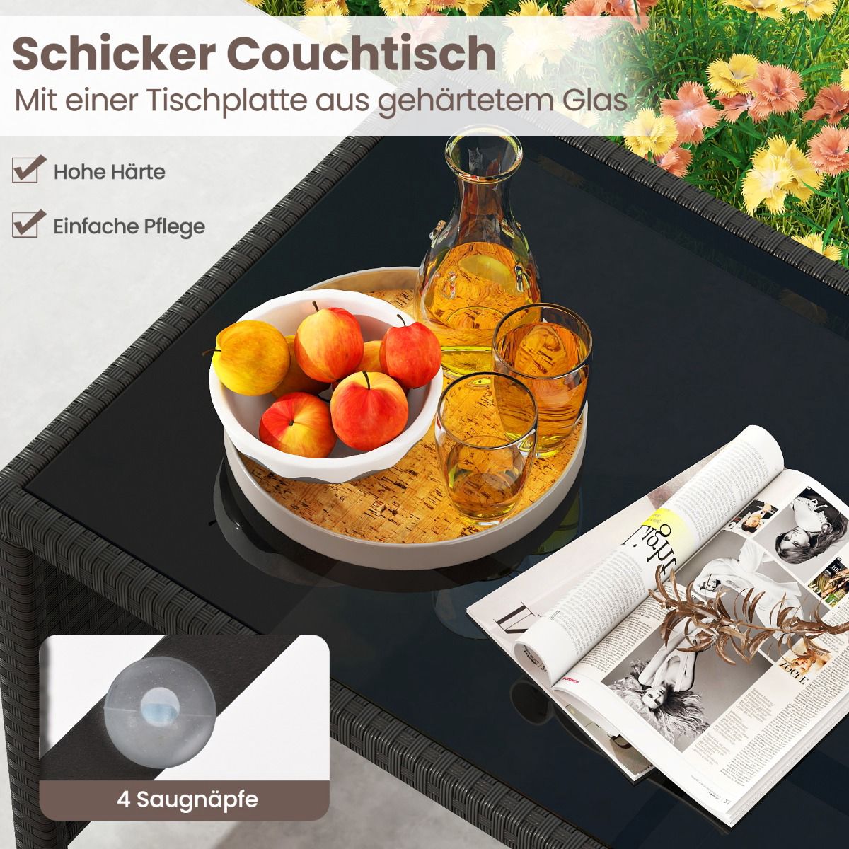 Rattan Outdoor Furniture Set with Cushions – Blue