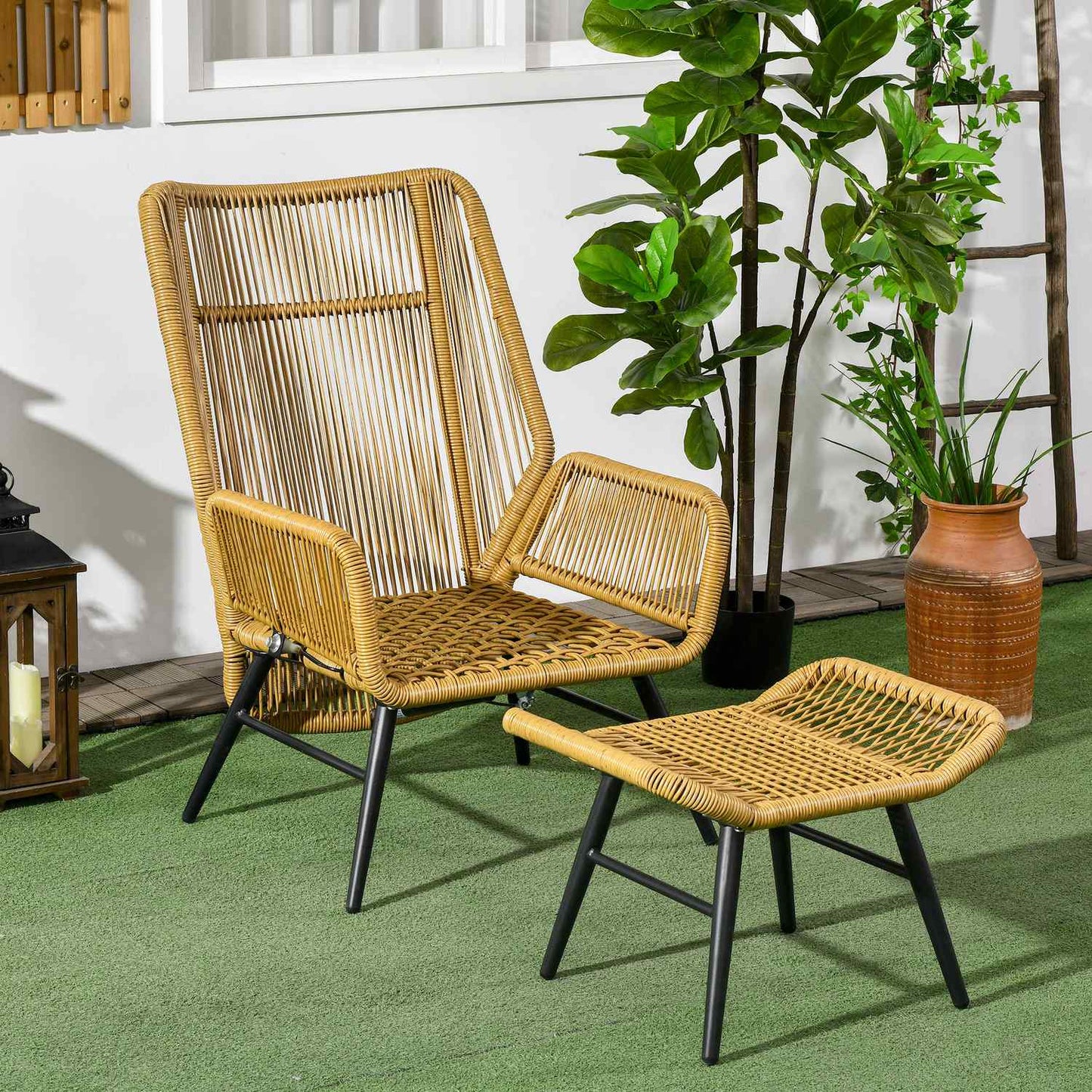 Adjustable Rattan Relax Chair with cushion - outdoor use