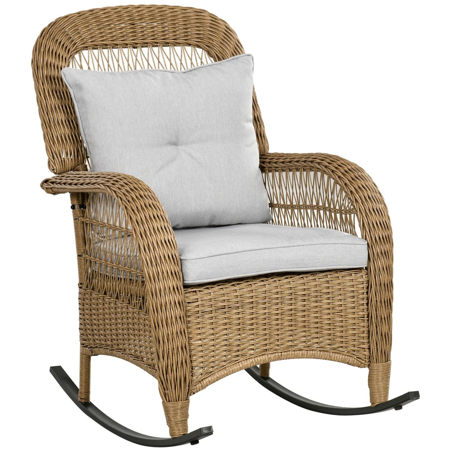 Rattan rocking chair with cushions, yellow, washable covers