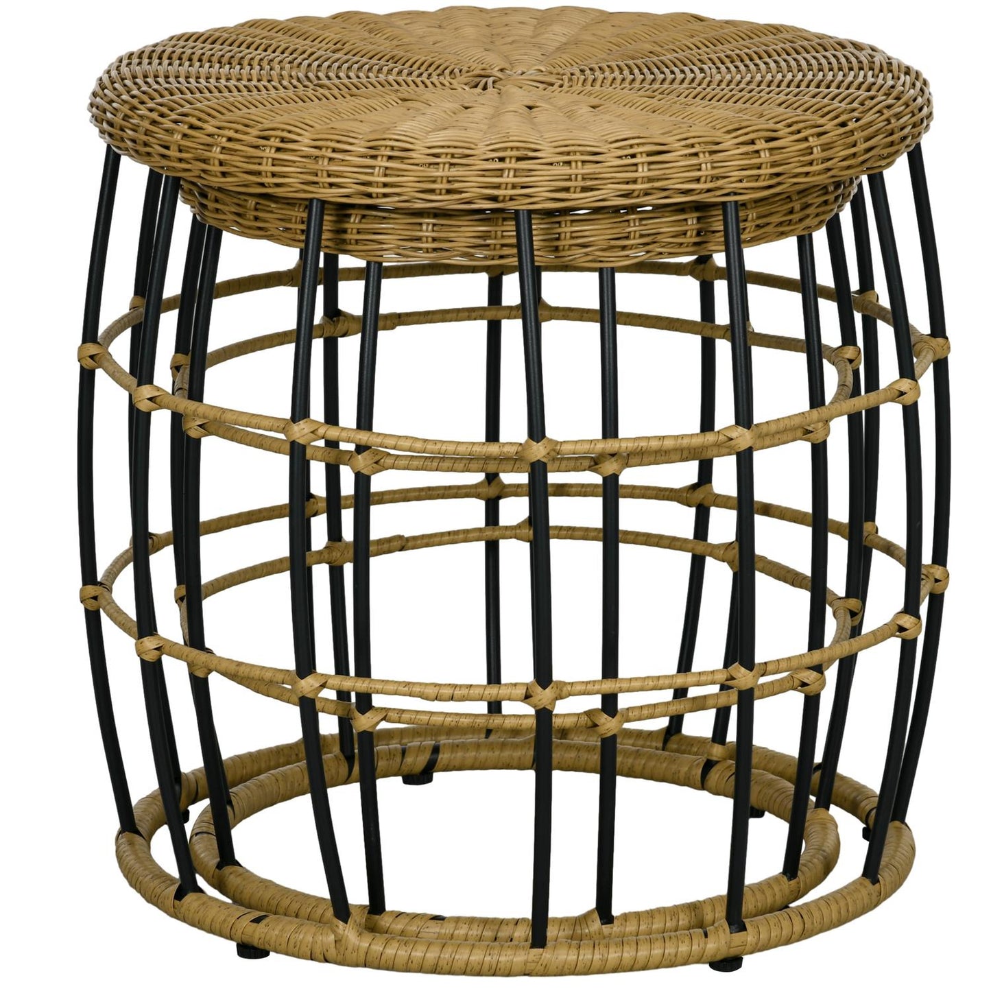 Stackable rattan coffee tables, set of 2 - Khaki, garden use