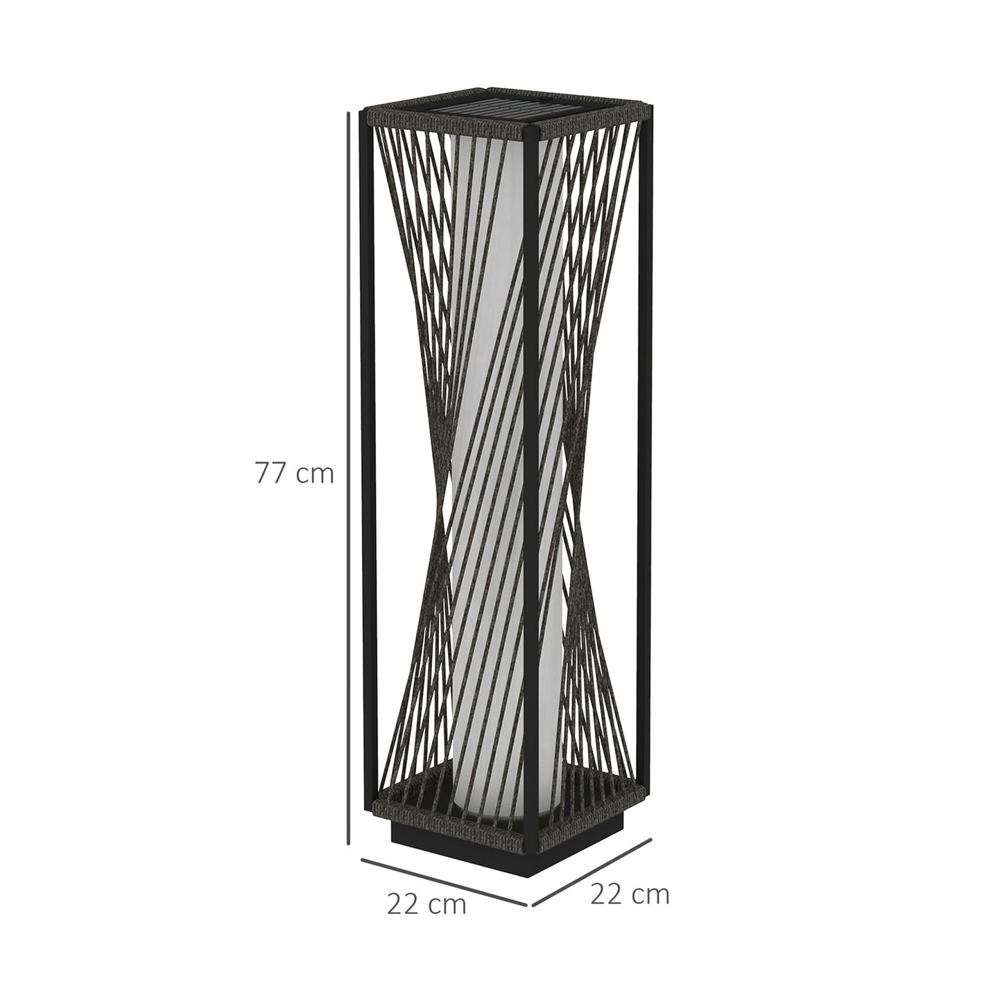 Rattan Solar Floor Lamp, Boho Style with light sensor, waterproof