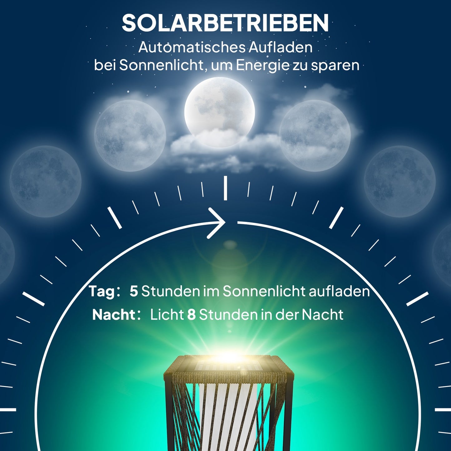 Rattan Solar Floor Lamp, Boho Style with light sensor, waterproof