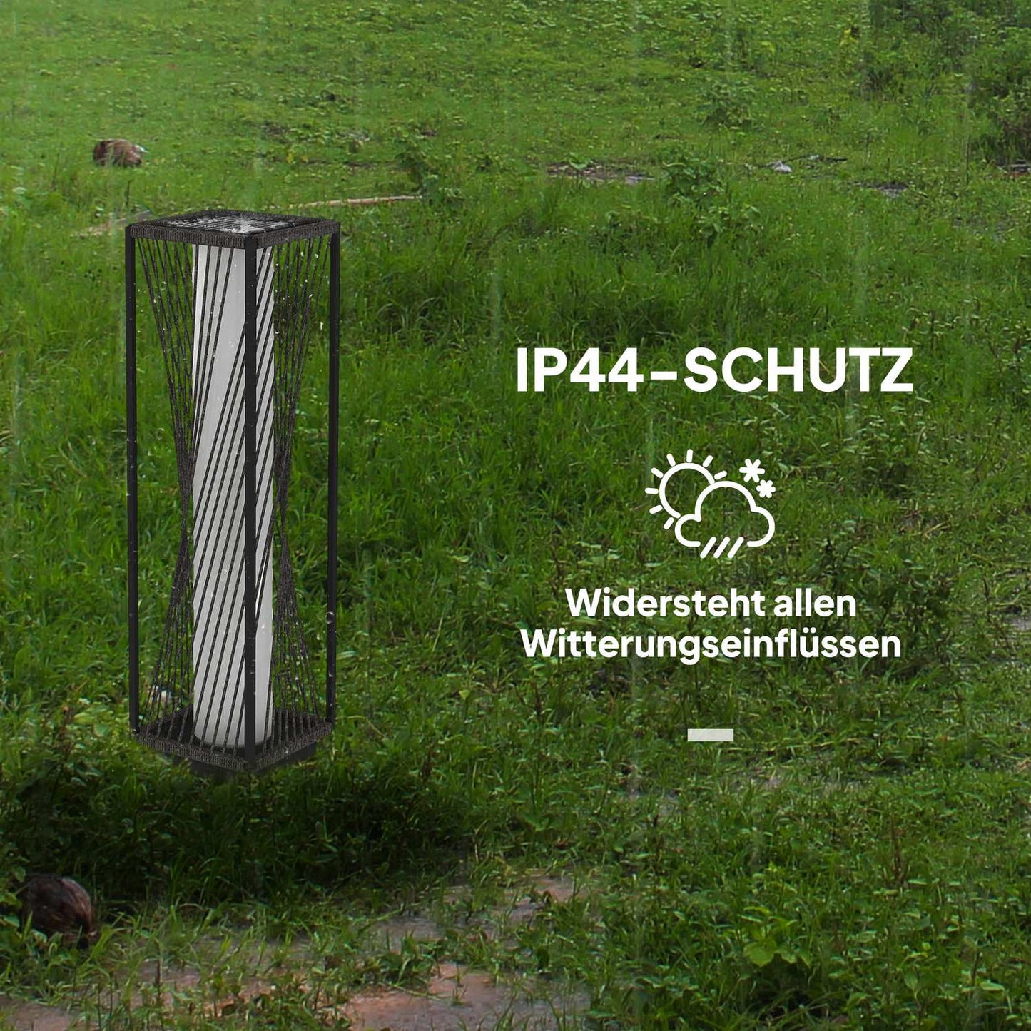 Rattan Solar Floor Lamp, Boho Style with light sensor, waterproof
