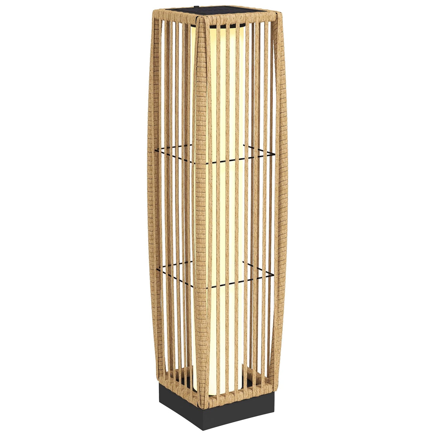 Rattan Solar Lamp, Outdoor, IP44, Auto On/Off, 68cm