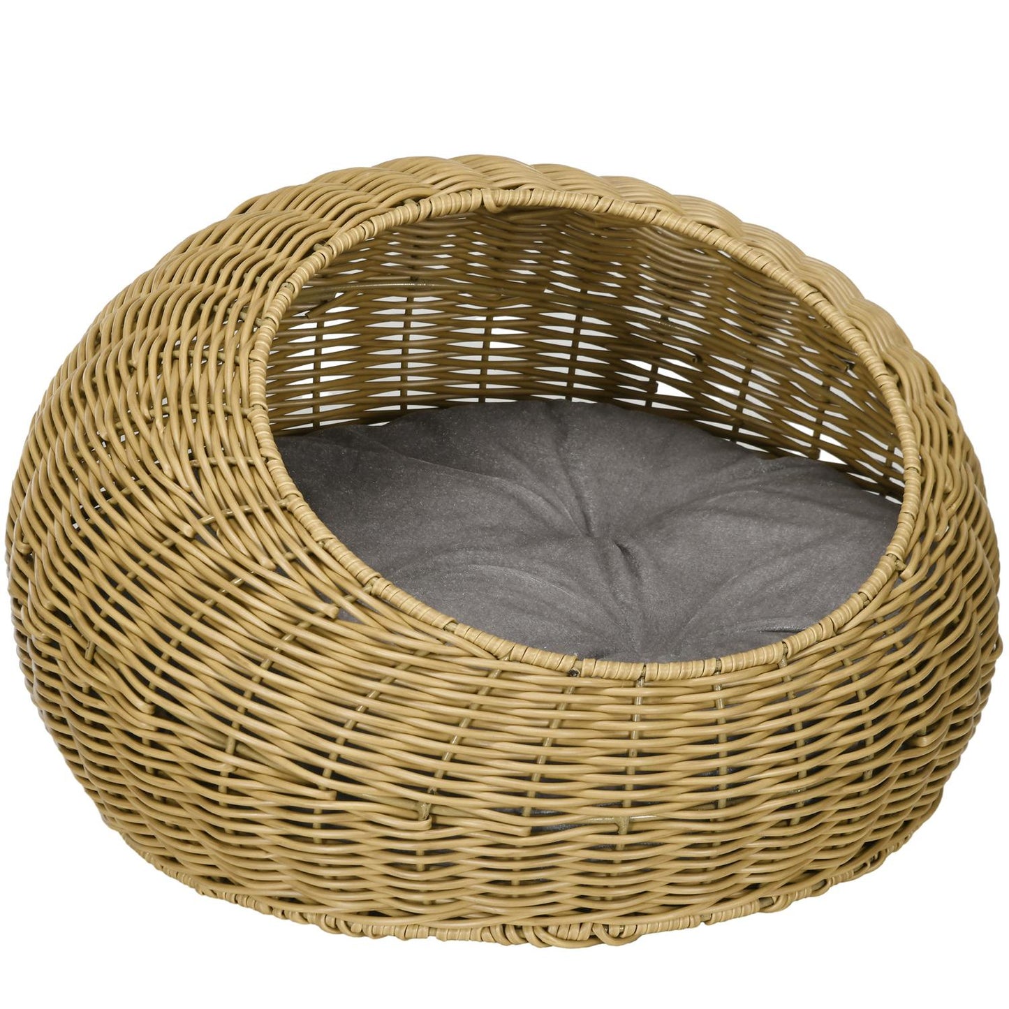 Rattan house with pillow, indoor pet bed, light brown