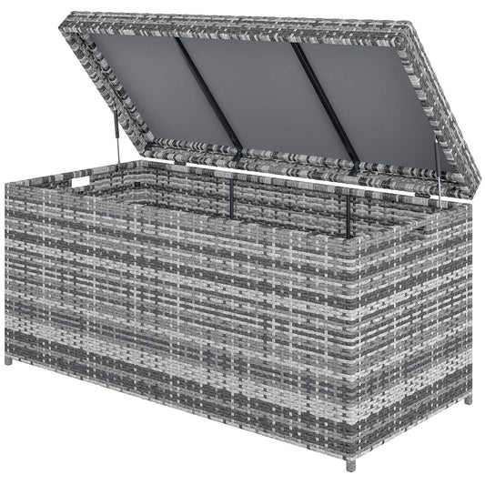 Rattan Storage Box, 380L, Weatherproof, Dark Grey
