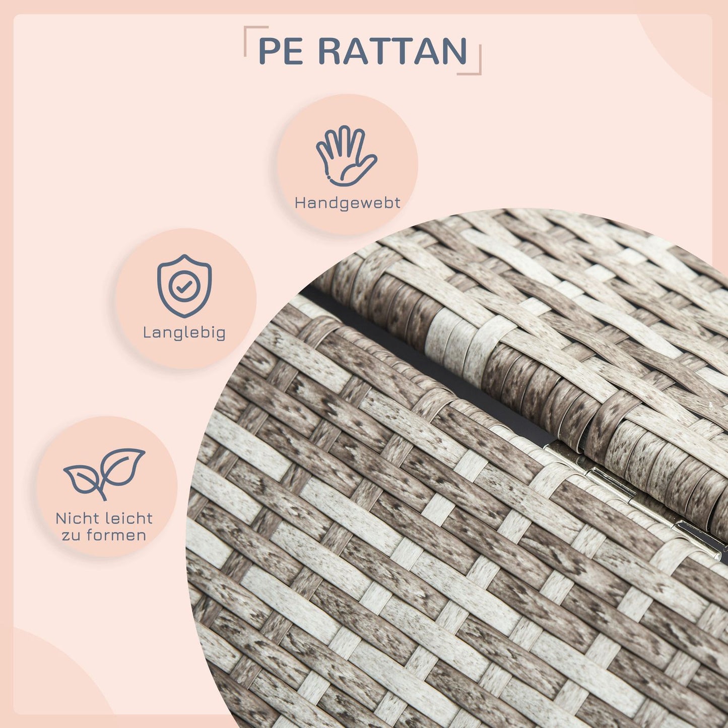 Outdoor rattan dog house with Cushion - Grey, 69 x 98 x 70 cm
