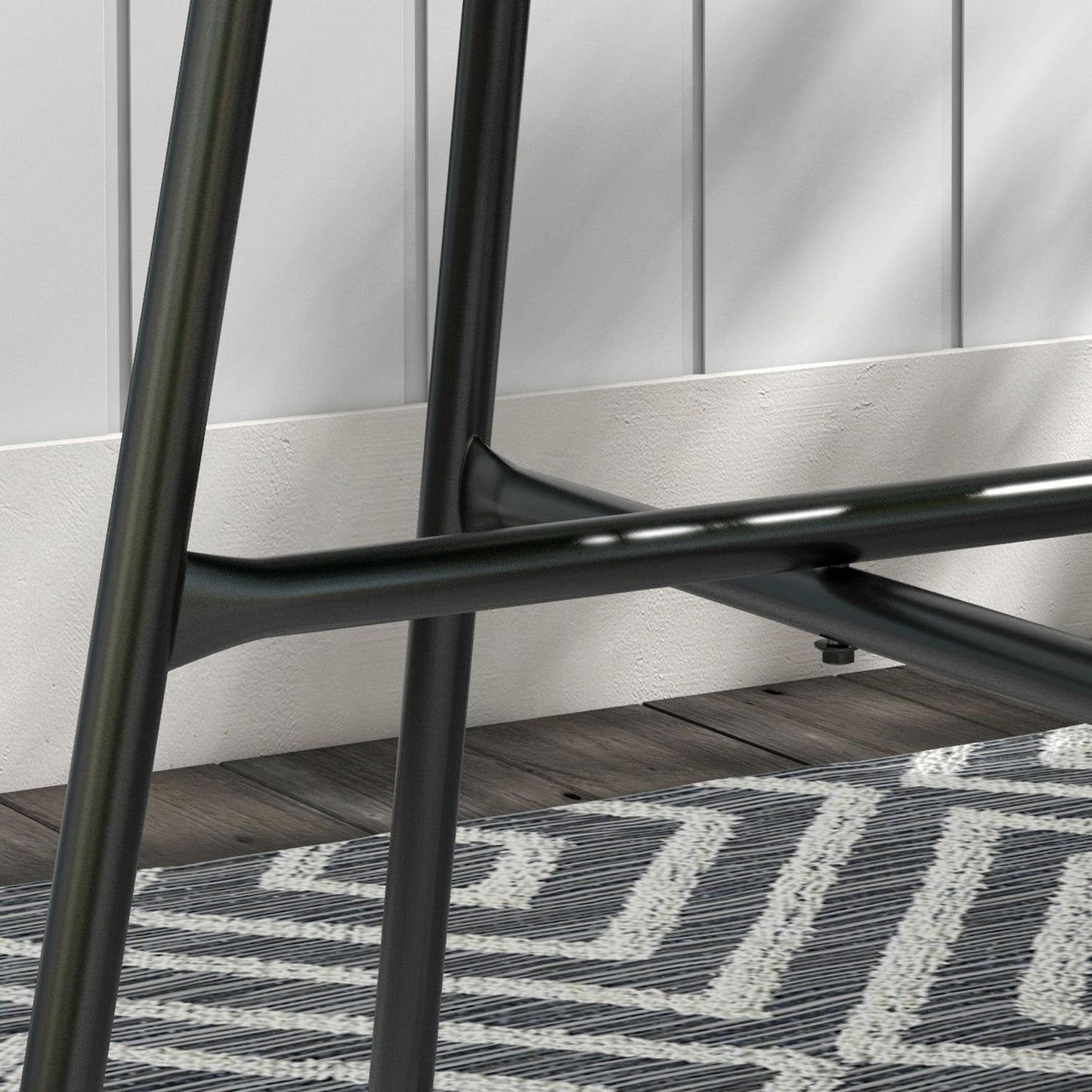 Round rattan coffee table, Glass top, Black, 50x50x50cm