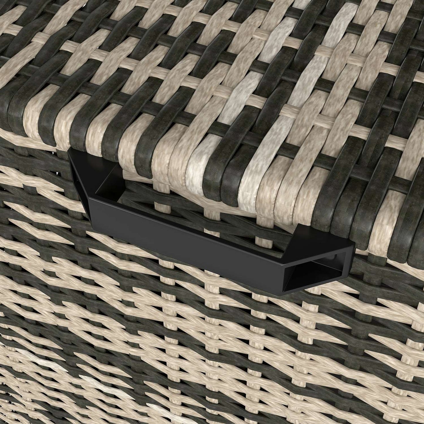 Rattan Storage Box 350L - Weather Resistant, UV Resistant, Mixed Grey