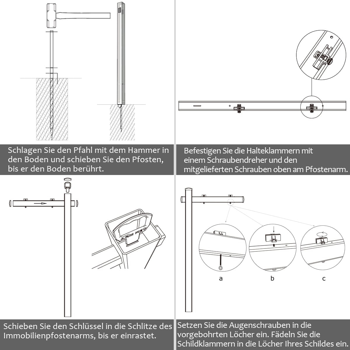Real Estate Sign Post, UPVC, 180 cm, No Digging Required