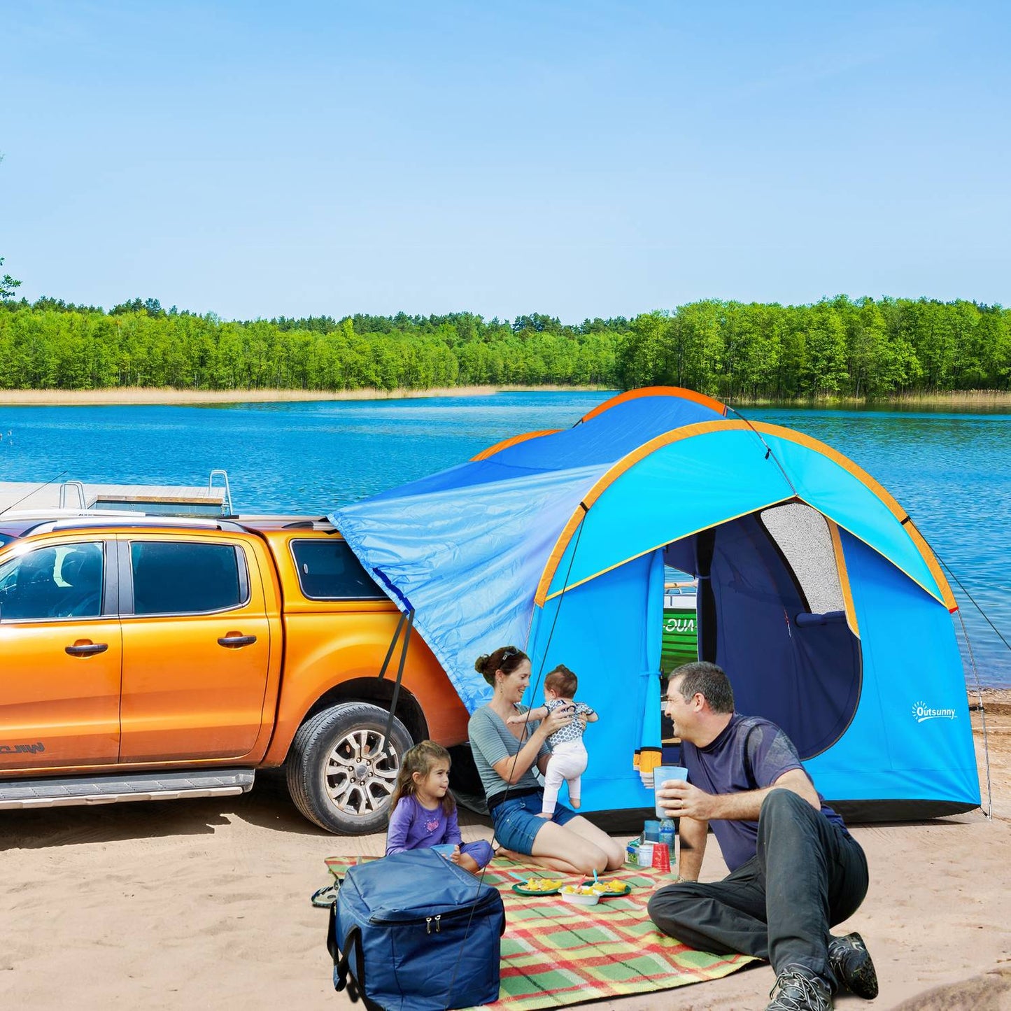 6-person Blue Dome tailgate tent, 3 doors for SUV/caravan