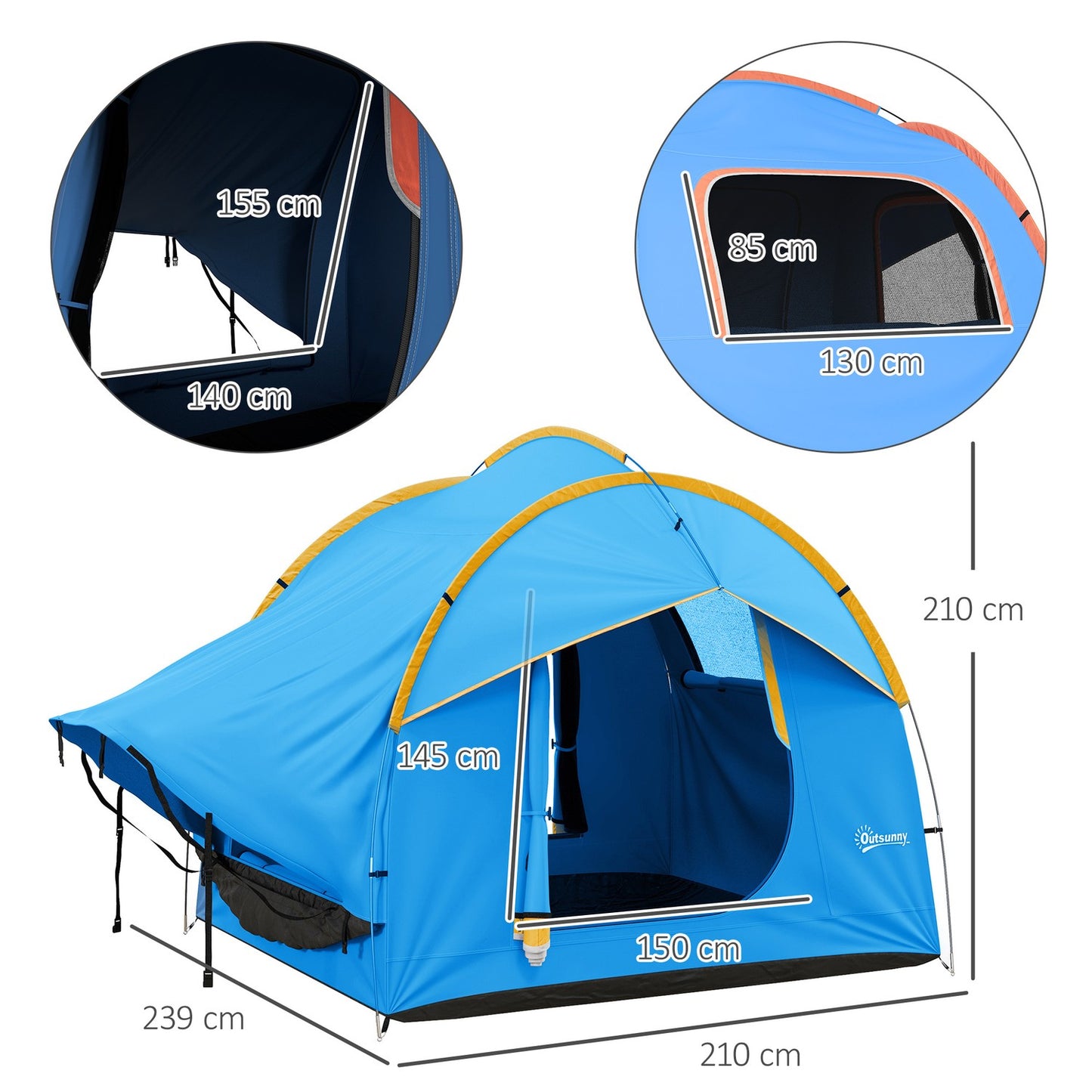 6-person Blue Dome tailgate tent, 3 doors for SUV/caravan