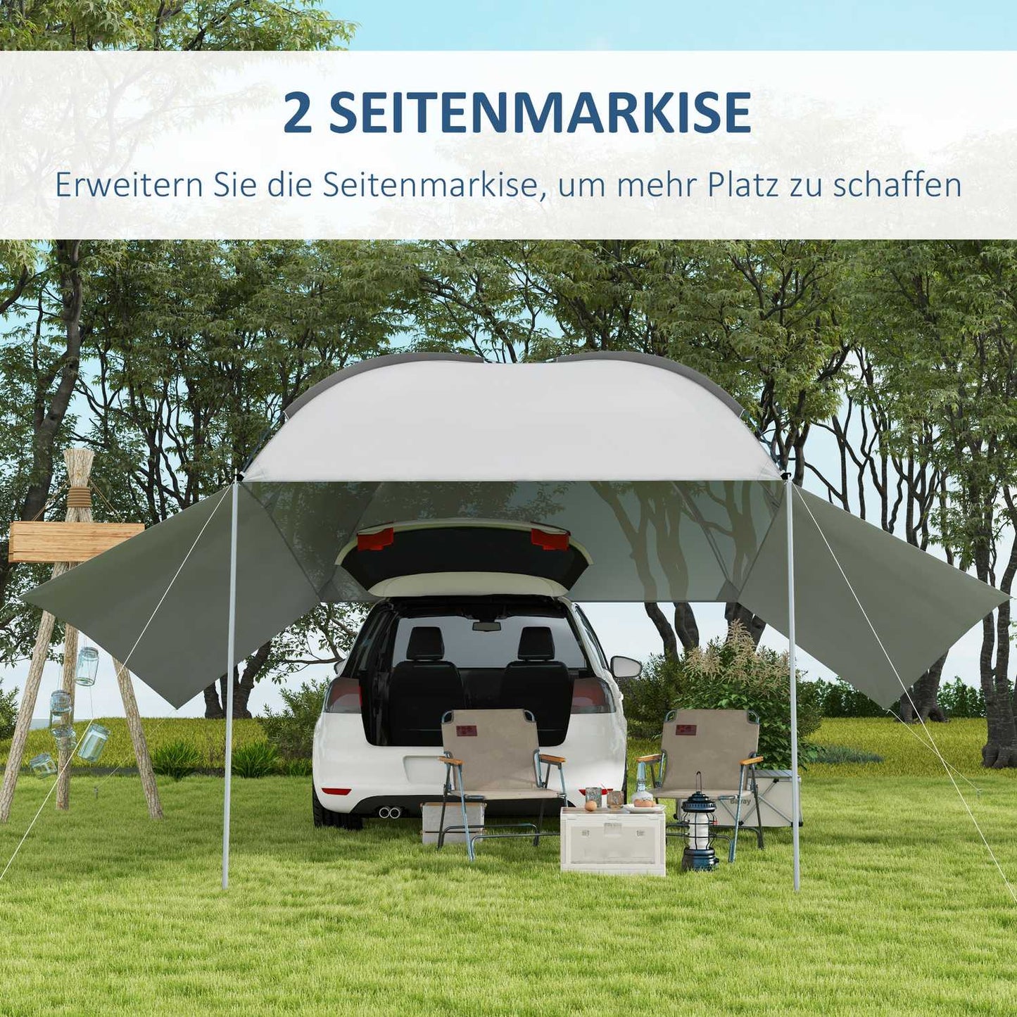 Portable Car Rear Tent - Waterproof With Steel Frame, Sun Shade, 3x2.6x2.3-2.6M