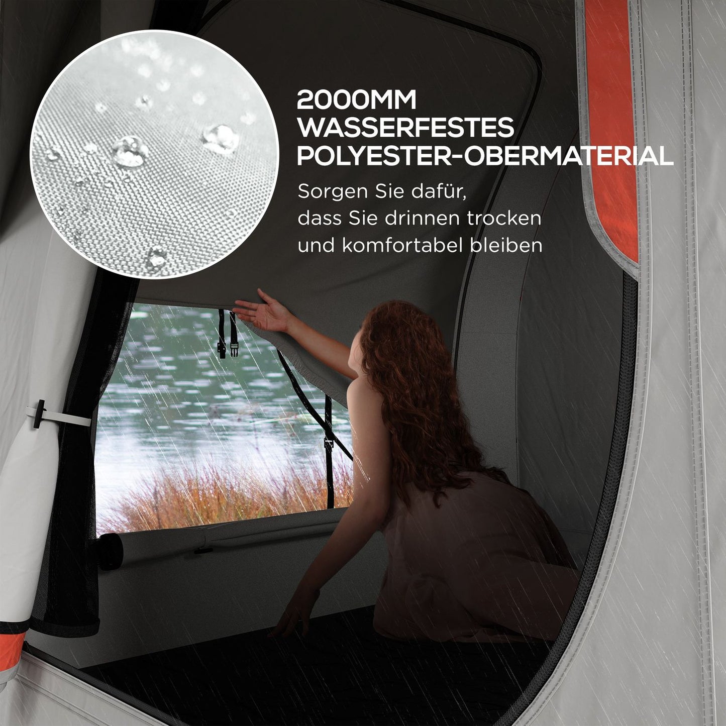 Dome tent for 6 people tailgate, 3 doors and windows, polyester