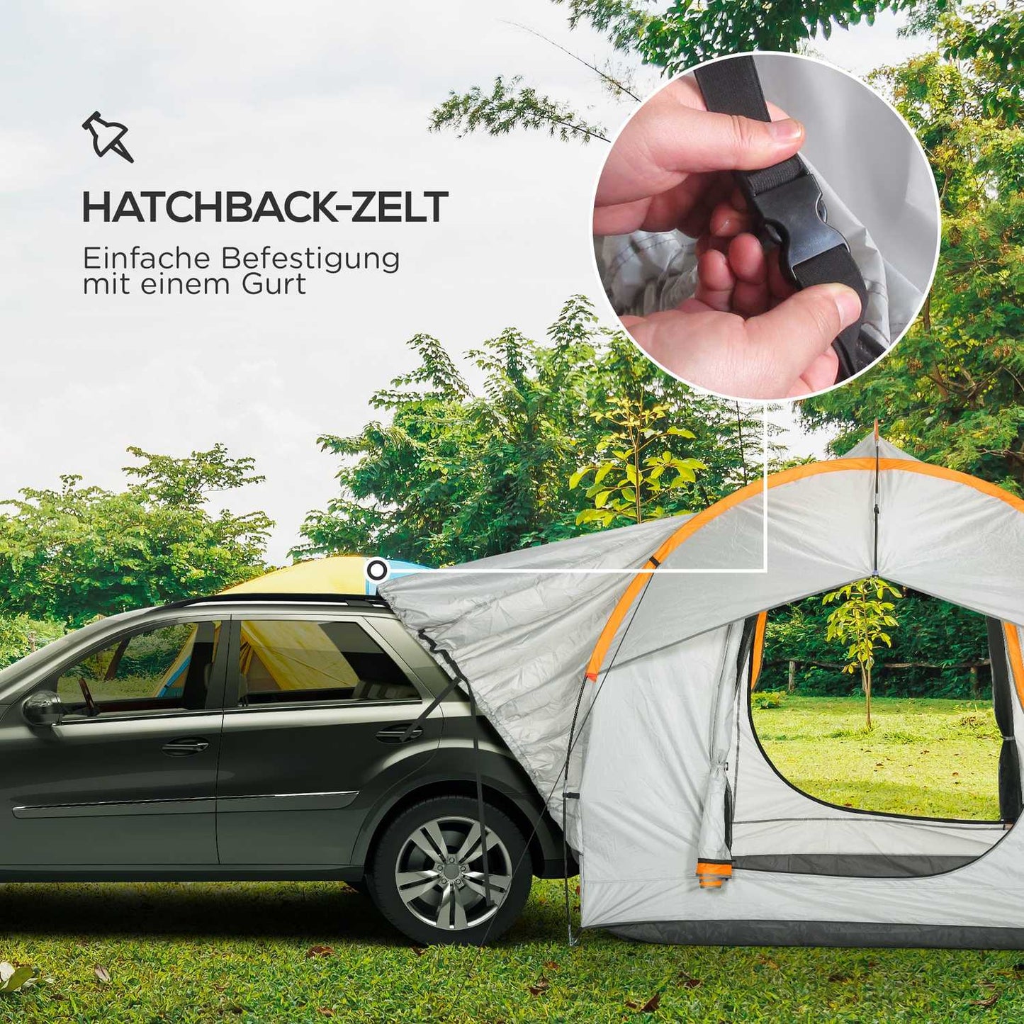Dome tent for 6 people tailgate, 3 doors and windows, polyester