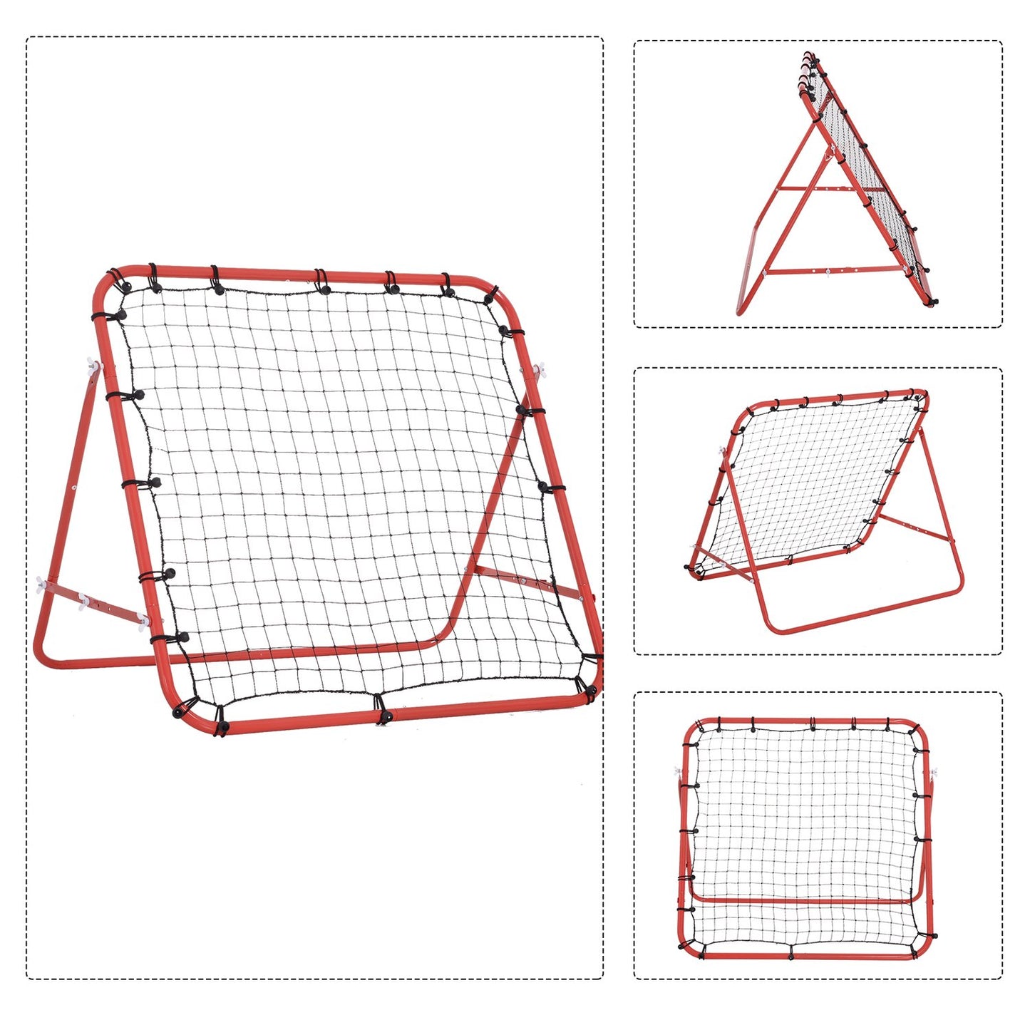 Adjustable Angle Soccer Rebounder Net - Red and Black
