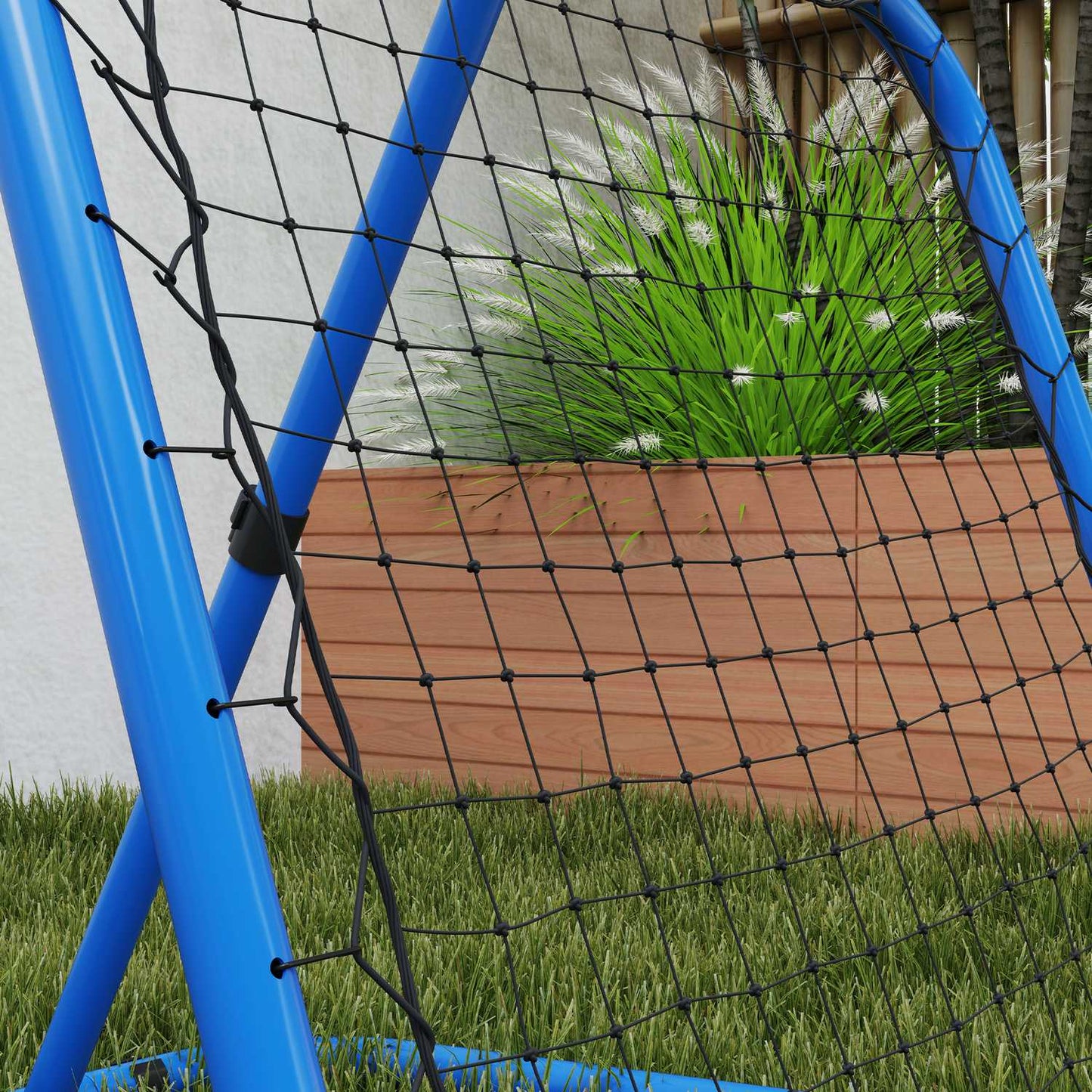 Adjustable football rebounder in metal 63 x 63 cm, blue