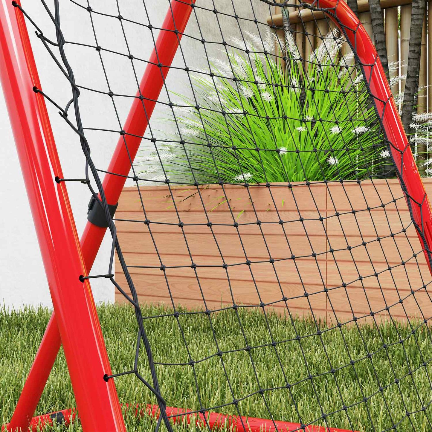 Folding football rebounder - red, metal, 63 x 63 cm