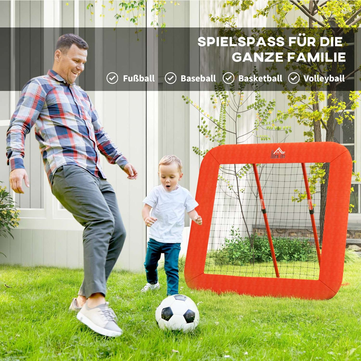 Adjustable sports rebounder - foldable; Protective edge, red