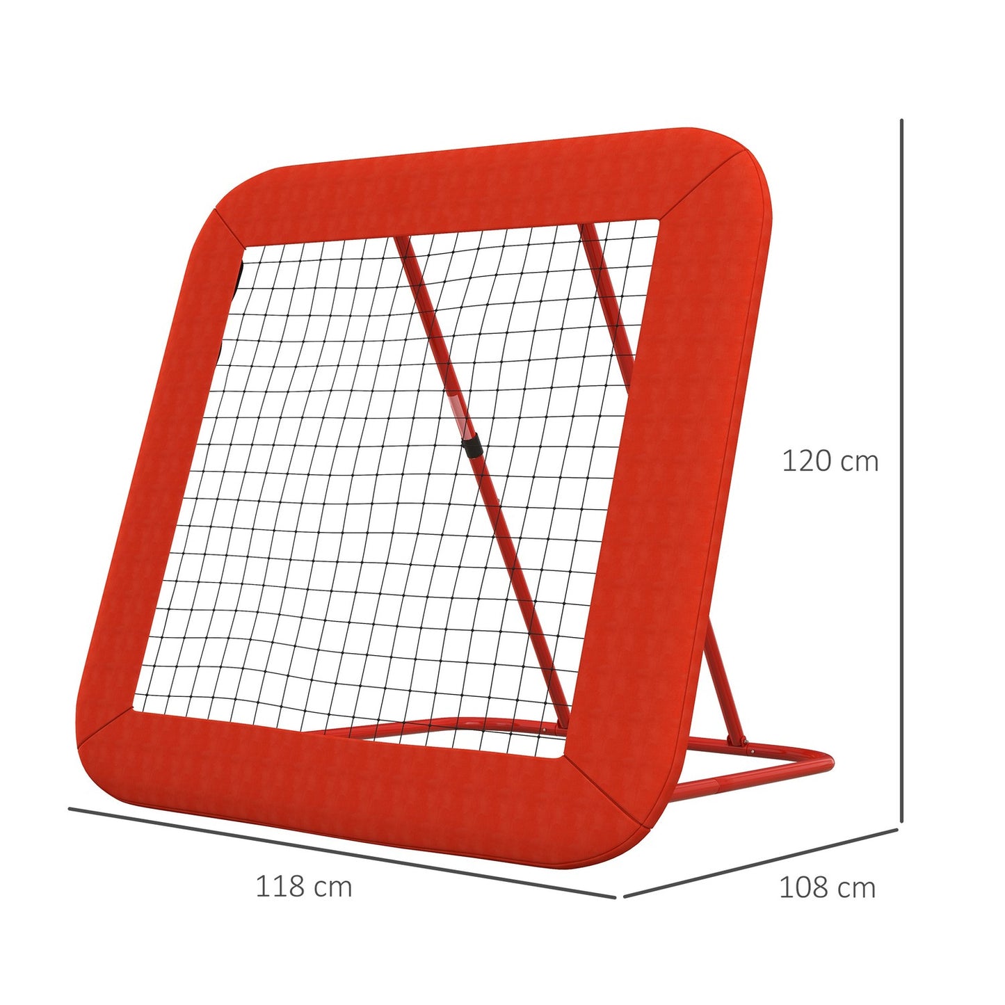 Adjustable sports rebounder - foldable; Protective edge, red