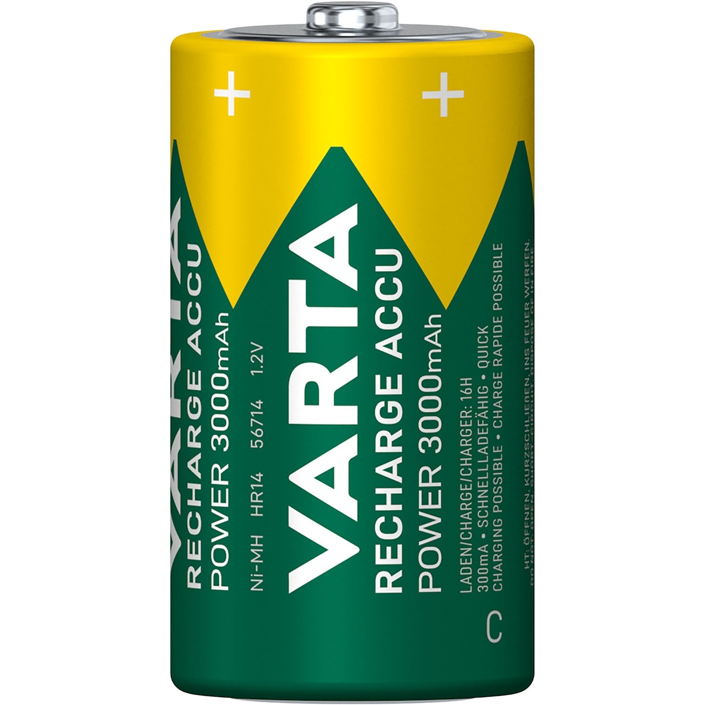 Rechargeable C Batteries, 3000 mAh, 2-Pack