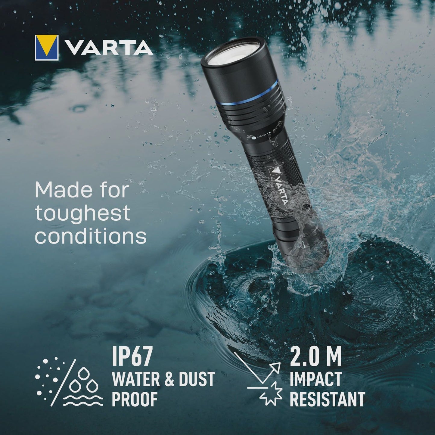 Rechargeable Flashlight 1500lm, IP67, USB-C, 5 Modes