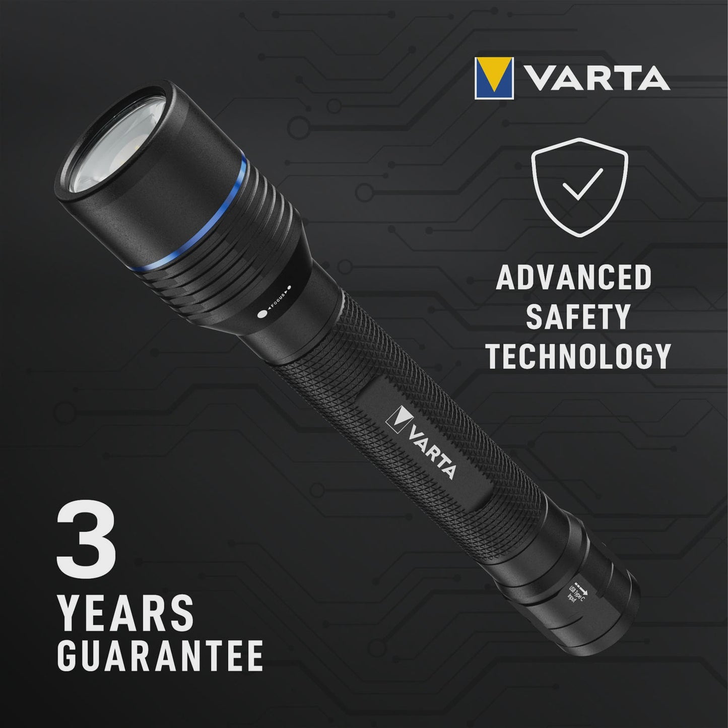 Rechargeable Flashlight 1500lm, IP67, USB-C, 5 Modes