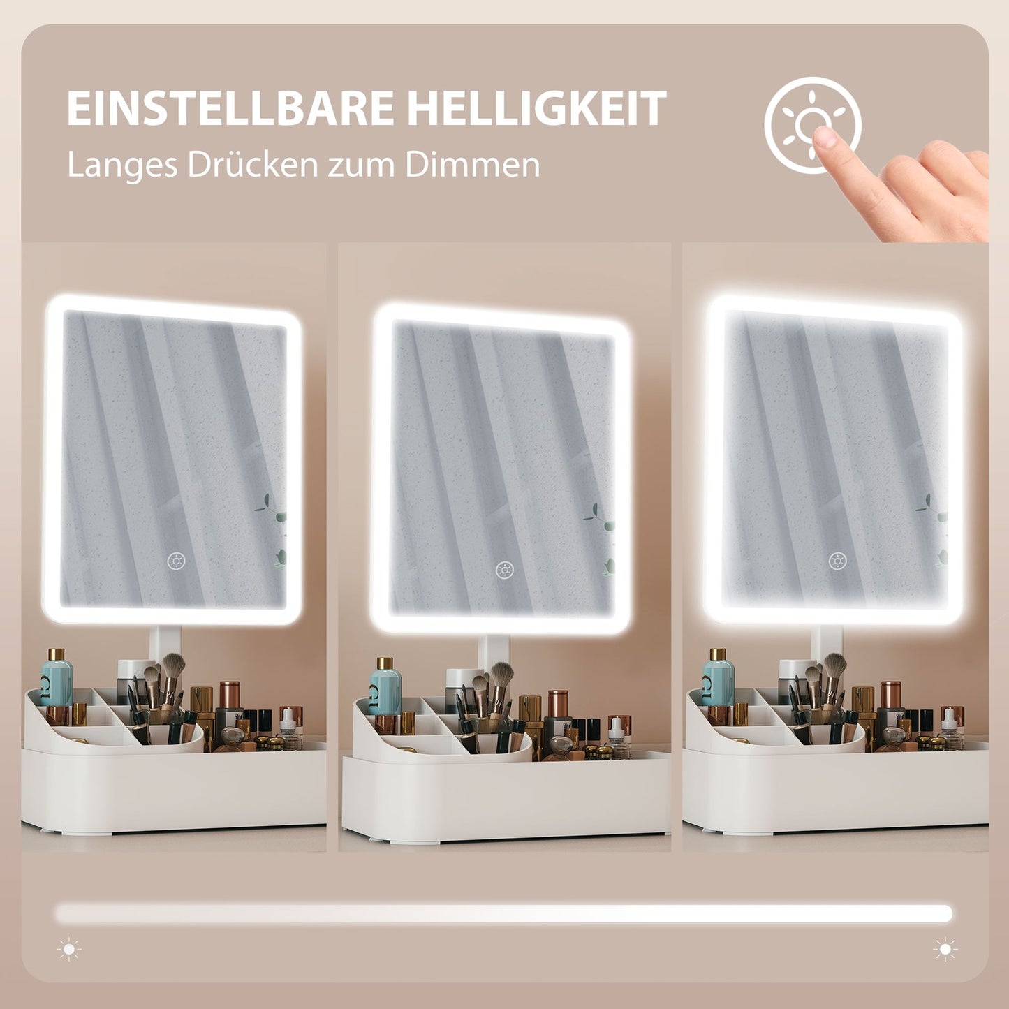 Rechargeable LED Makeup Mirror, 180 Rotating, Dual Light Modes