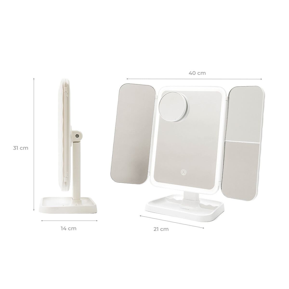 Rechargeable LED Makeup Mirror with Magnification & USB-C