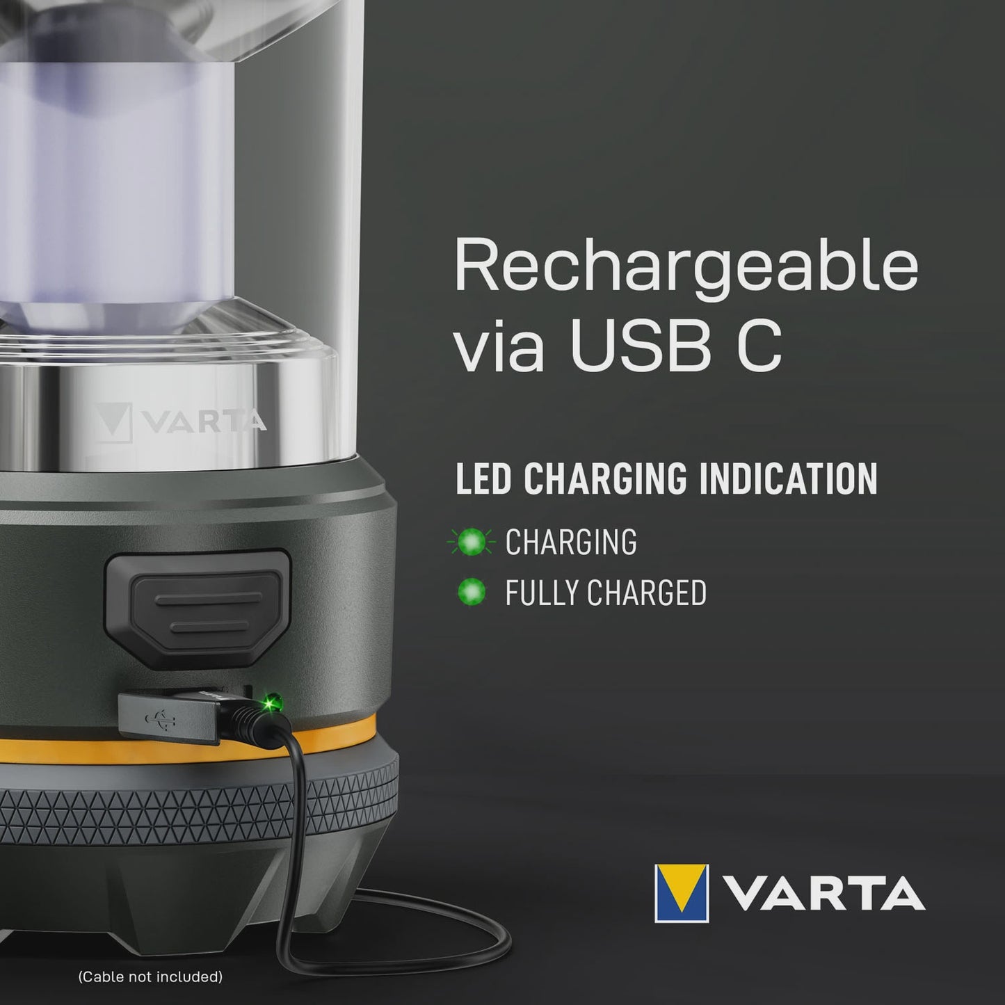 Rechargeable Outdoor Lantern with USB-C, 3 Light Modes