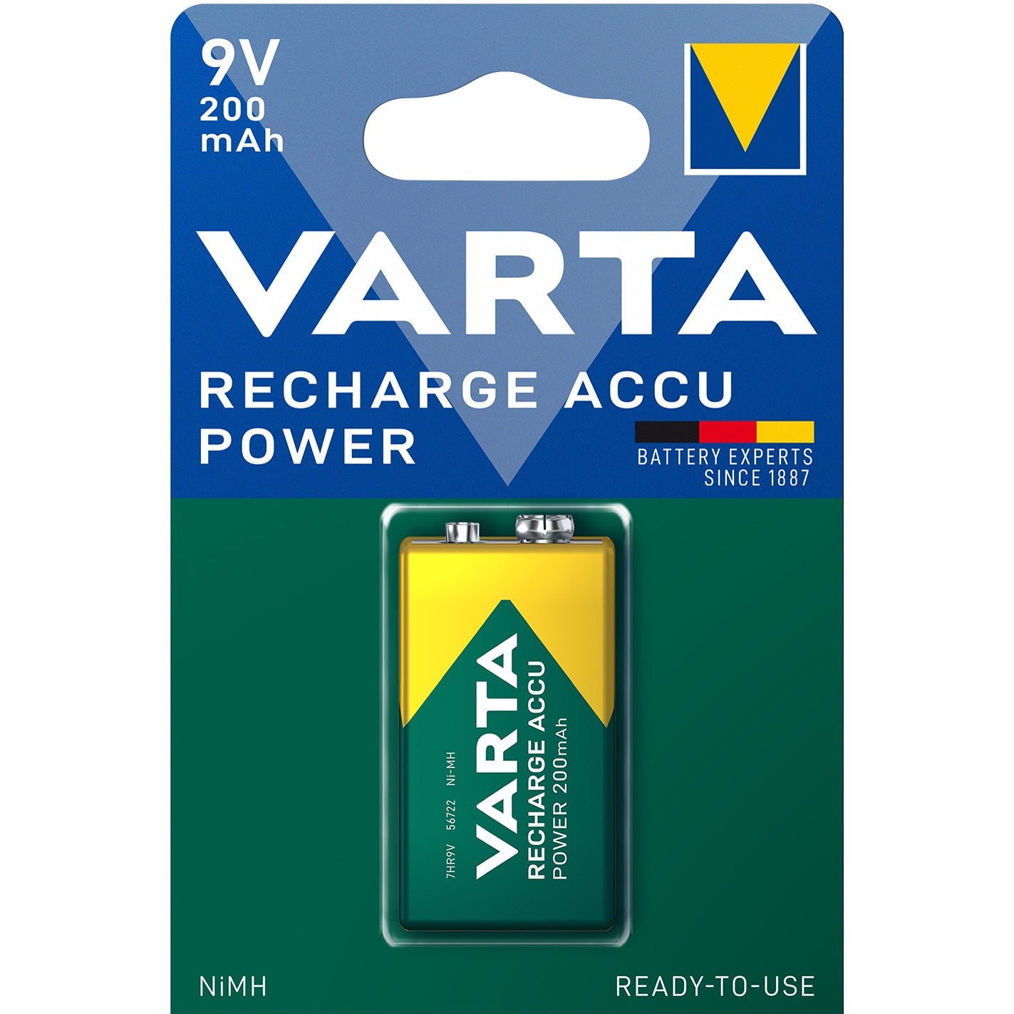 Rechargeable battery 9V 200 mAh 1-pack