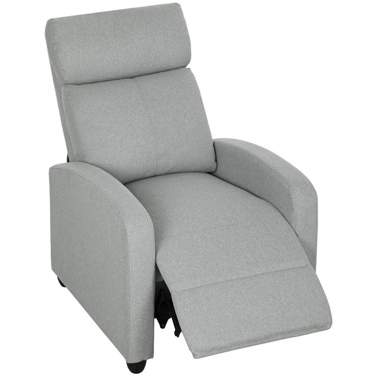 Recliner Chair, Adjustable 135°, Linen-Polyester, Light Grey