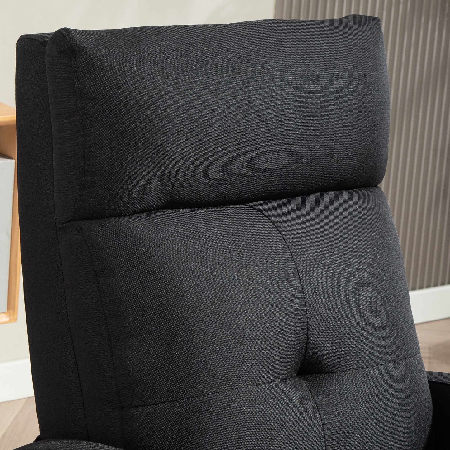 Recliner Chair, Linen-Look Fabric, Black, Adjustable to 155º