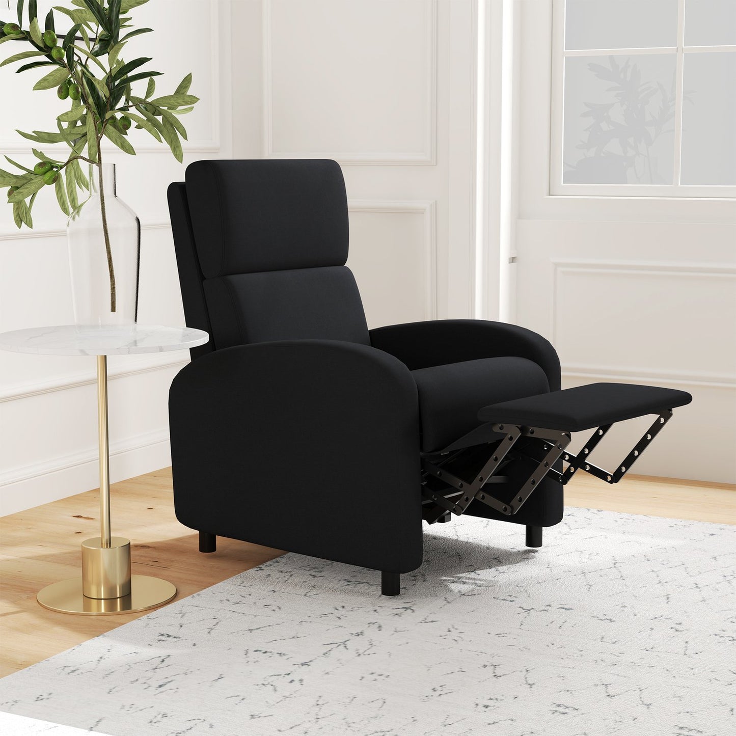 Recliner Chair with Adjustable Backrest and Footrest, Black