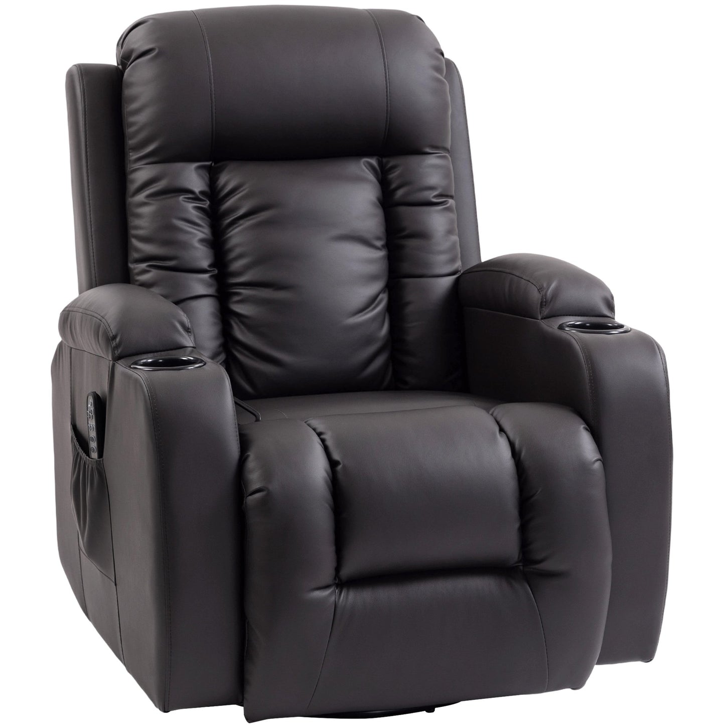 Recliner Chair with Massage, Heat & Swivel, Dark Brown