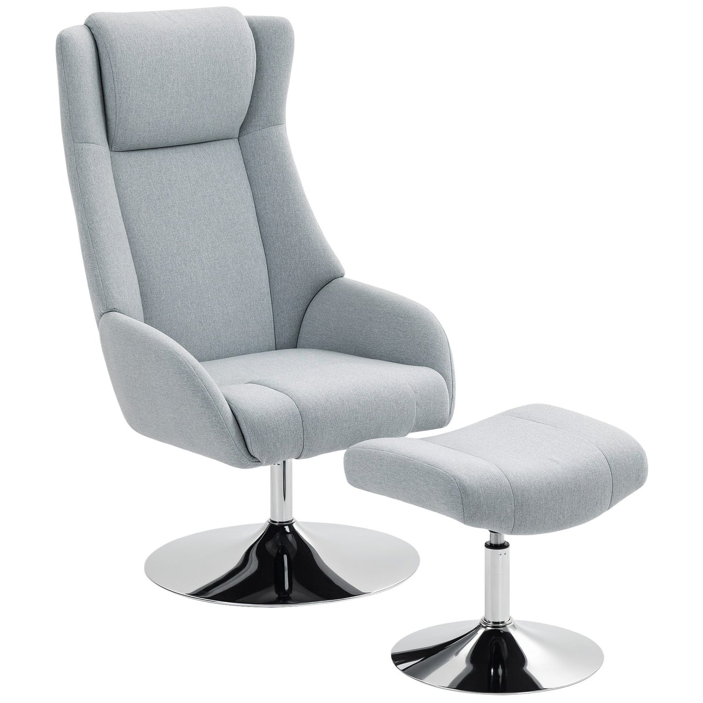 Recliner Chair with Ottoman, Armrests, Gray