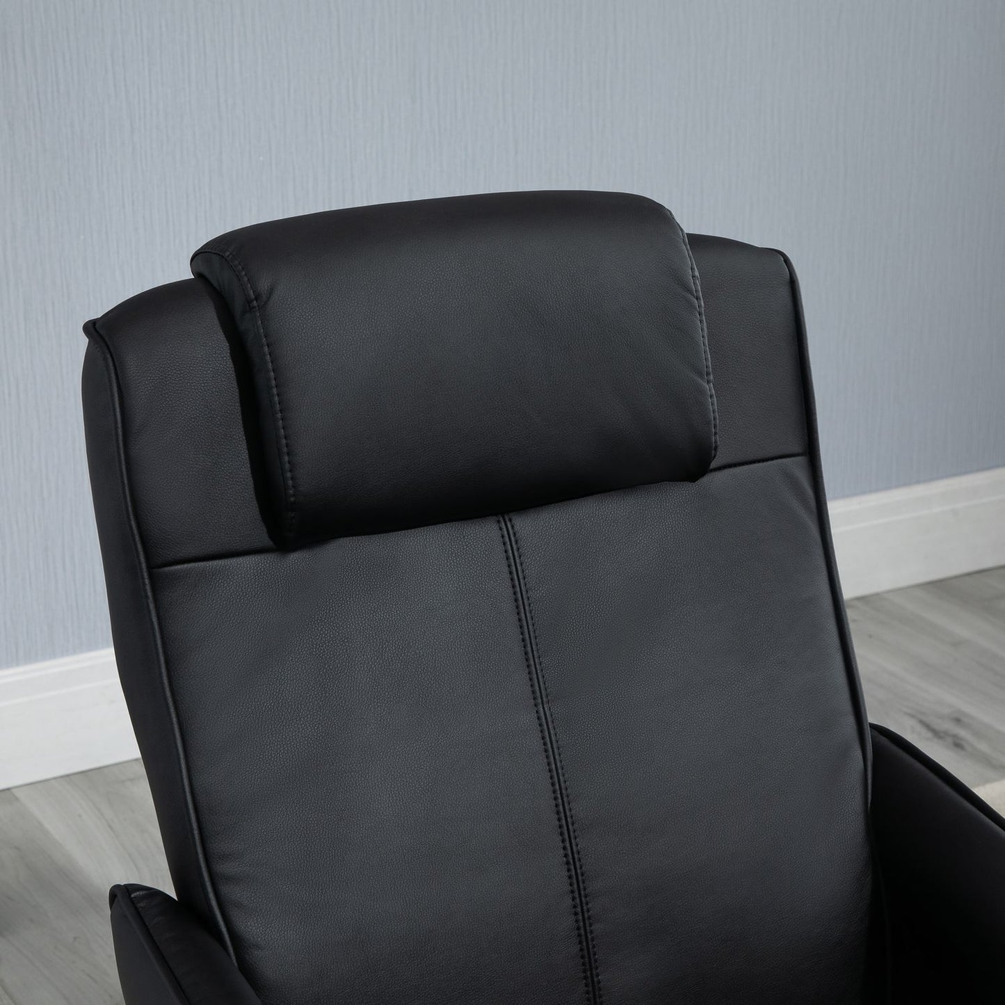 Recliner Chair with Ottoman, Faux Leather, Black, Adjustable