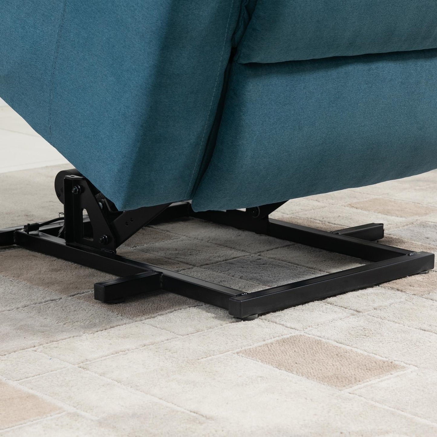 Electric recliner for seniors - Linen, blue, 83x89x102cm