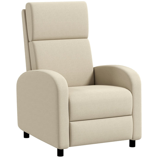 Recliner TV chair, fold-out footrest, tilts up to 160°, 64 x 86 x 102 cm, cream