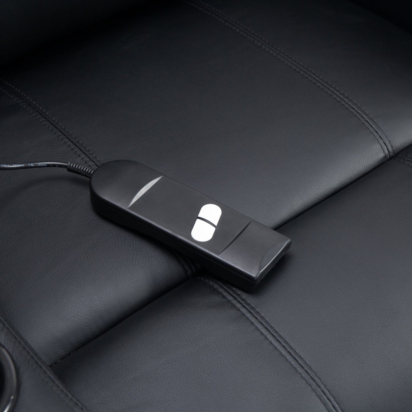 Lounger with standing aid, black artificial leather, adjustable