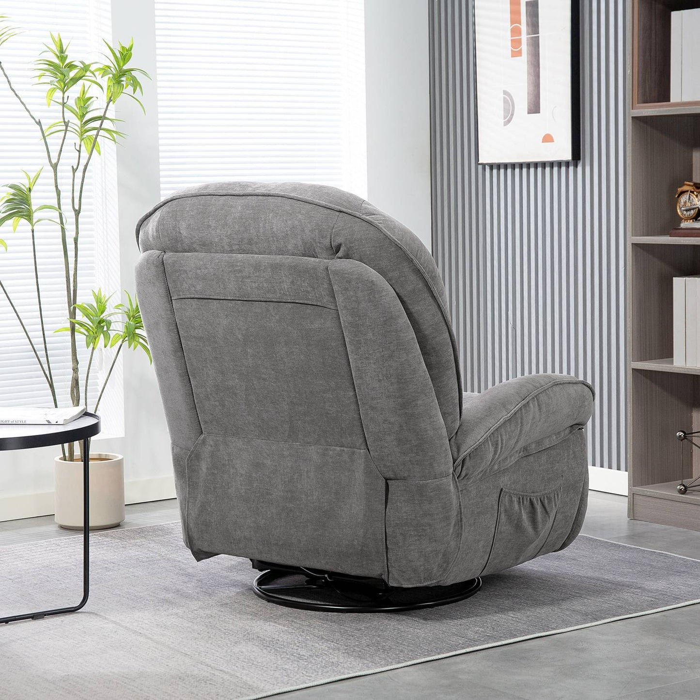 Recliner Chair with Swivel, Rocking, Footrest, Dark Grey