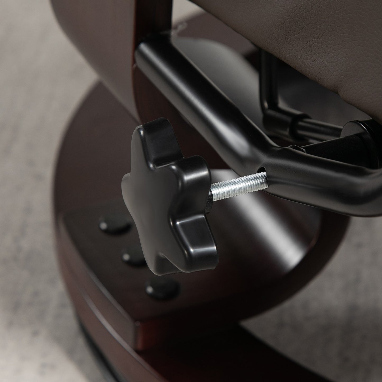 Recliner chair with footstool, swivel and tilt, faux leather cover, up to 150 kg, wooden frame, brown
