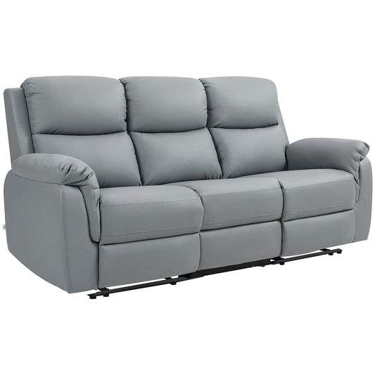 Reclining 3-Seater Sofa, Faux Leather, Dark Grey