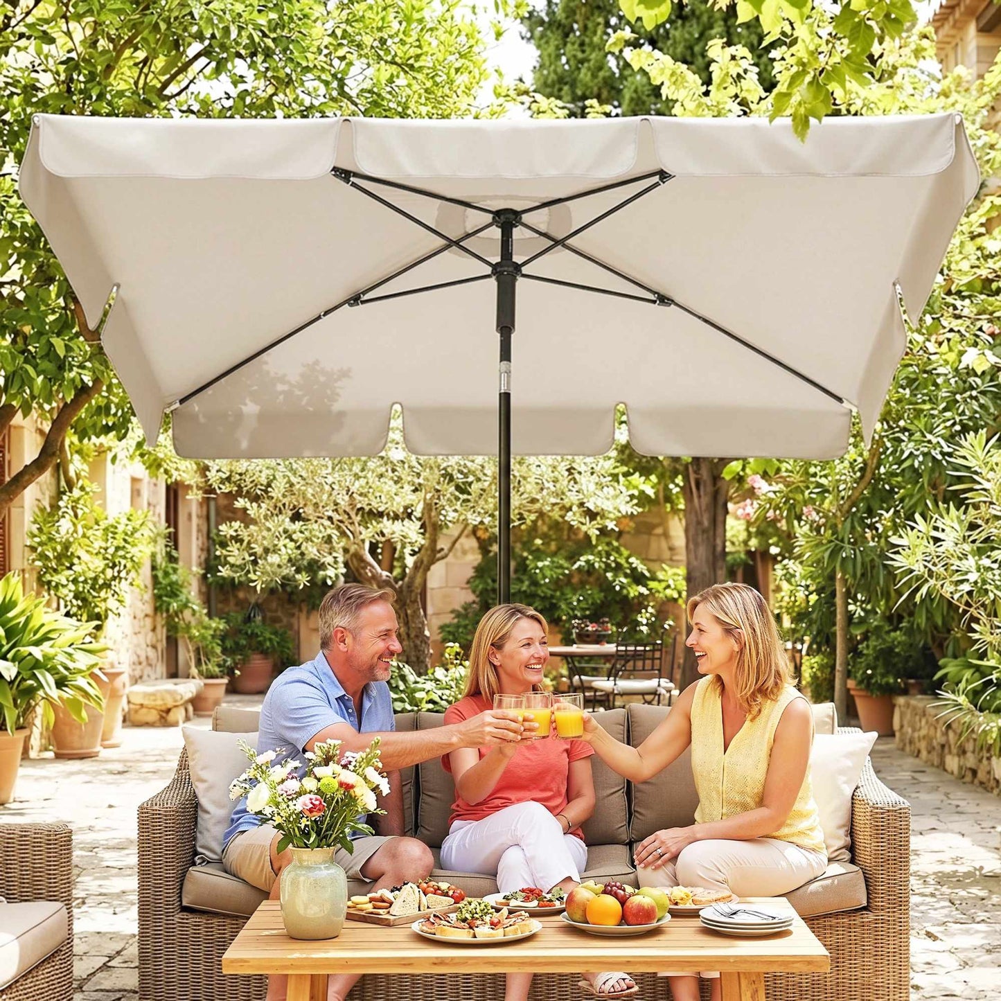 Rectangular Balcony Umbrella, Water-Repellent, 183x122 cm