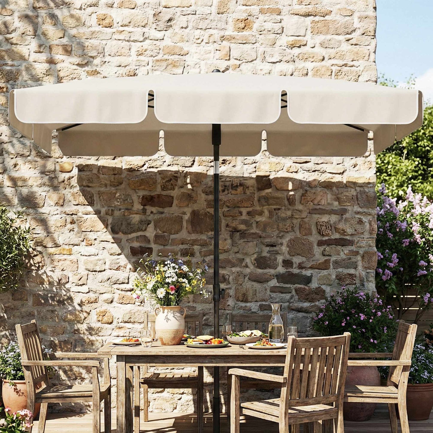 Rectangular Balcony Umbrella, Water-Repellent, 183x122 cm