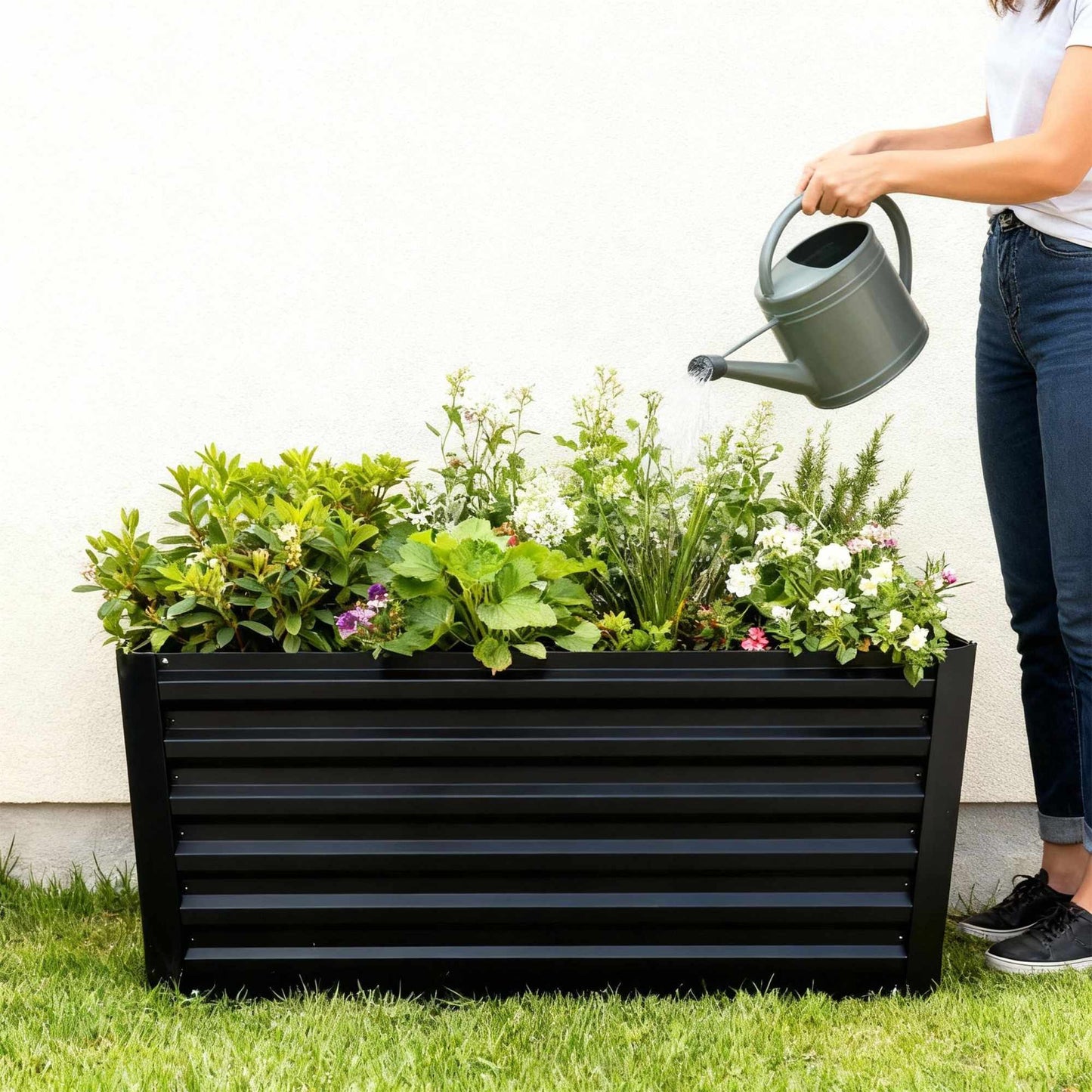 Rectangular Galvanized Metal Planter – Raised Garden Bed