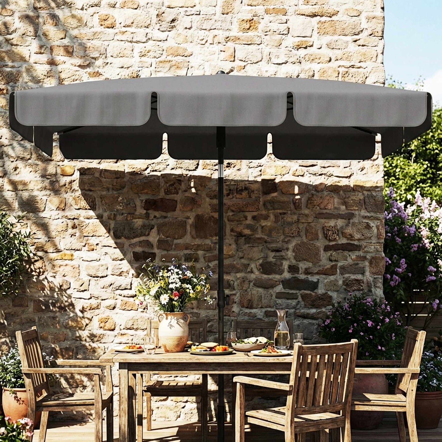 Rectangular Patio Umbrella, Water-Resistant, Dark Grey