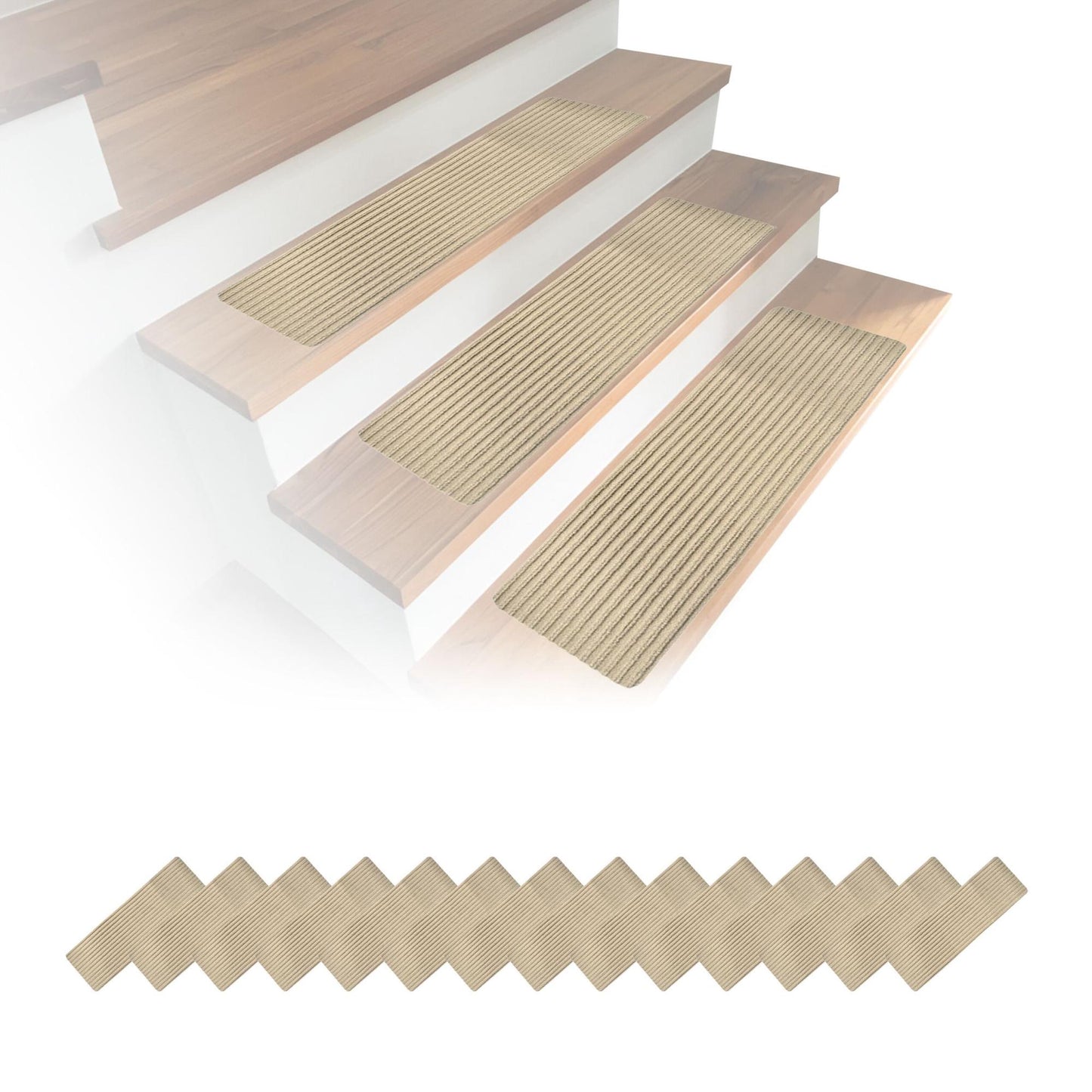 Rectangular Stair Mats, 16pcs, 65×20 cm, Non-Slip