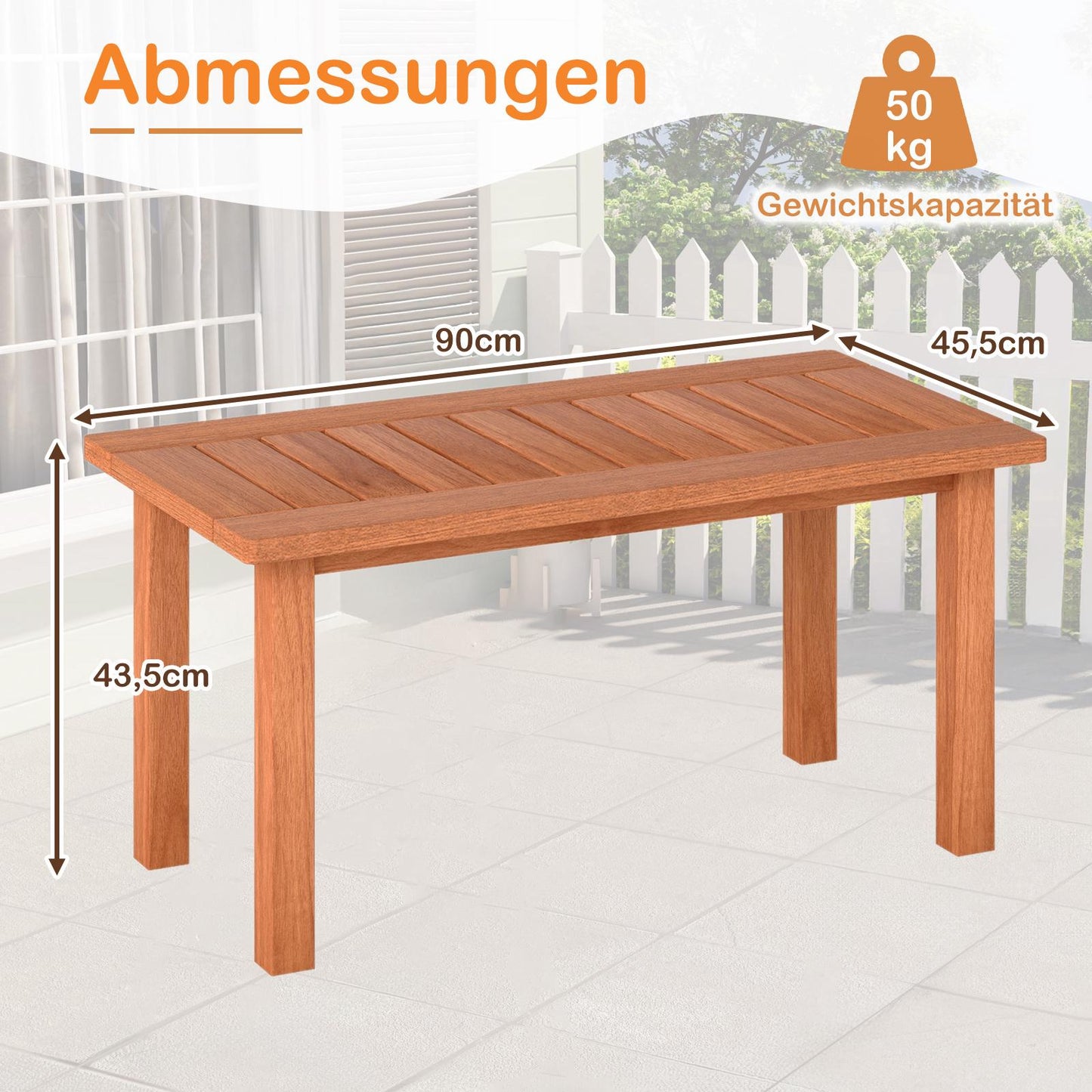 Rectangular Wooden Coffee Table with Slatted Top, 90x45x43.5cm