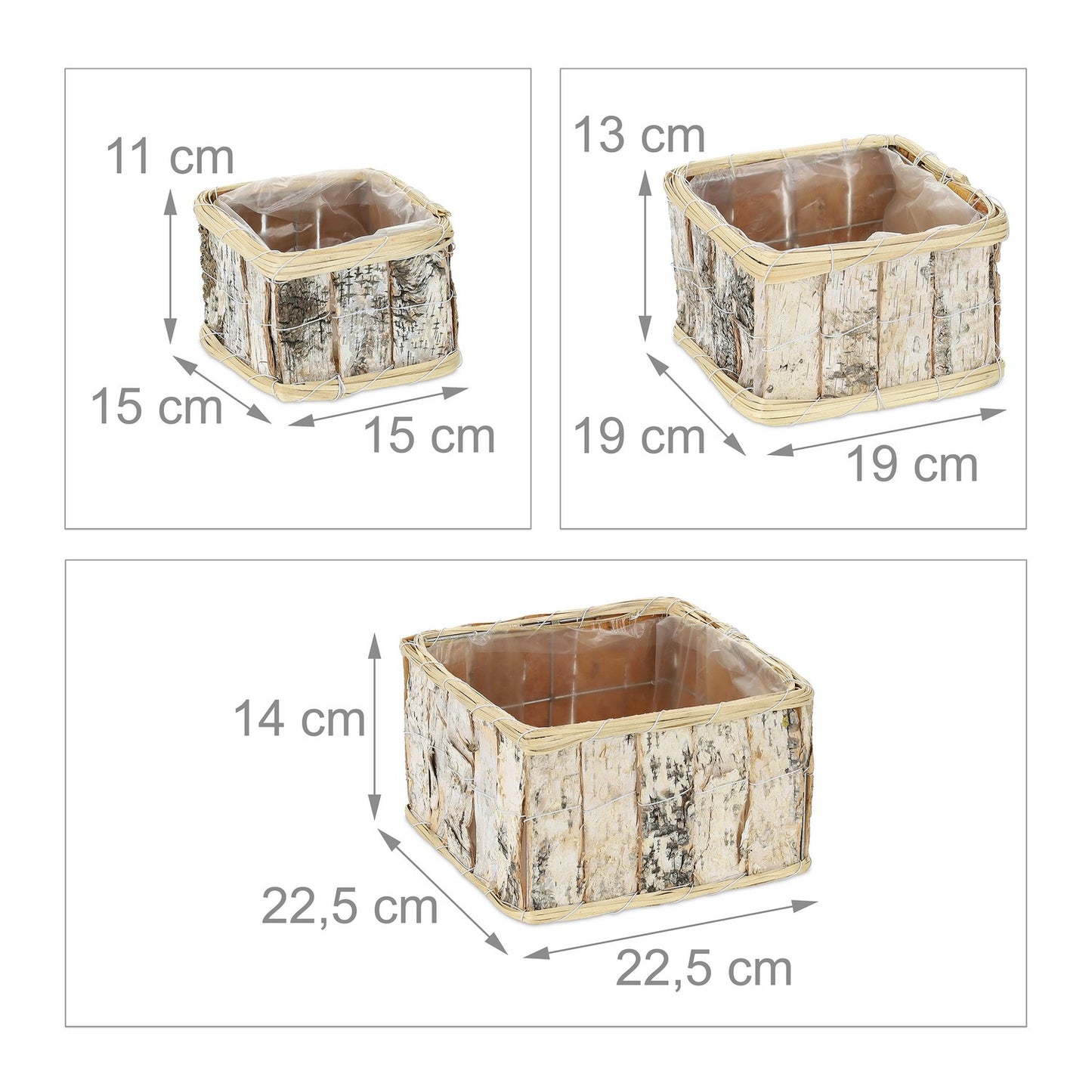 Rectangular flower pot - set of 3